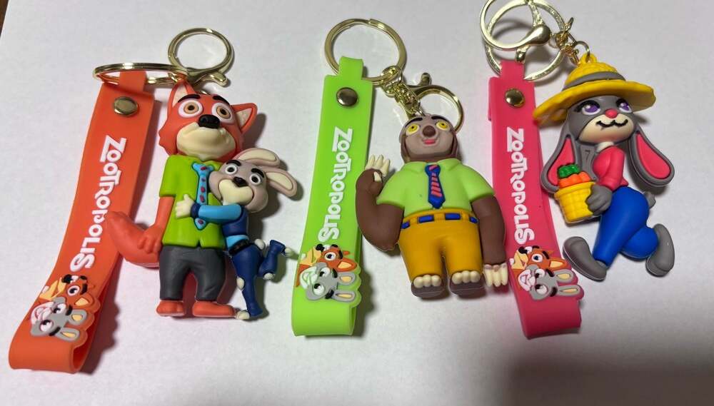 Zootropolis Character Silicone Keychain Set featuring Nick Wilde, Judy Hopps, an